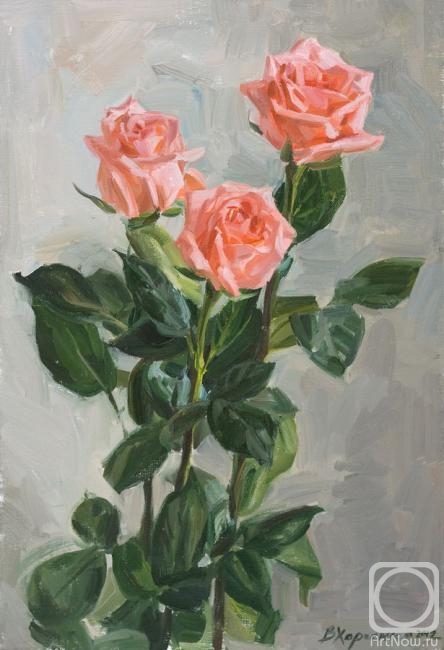 Розовые розы» картина Харченко Виктории маслом на холсте — купить на  ArtNow.ru