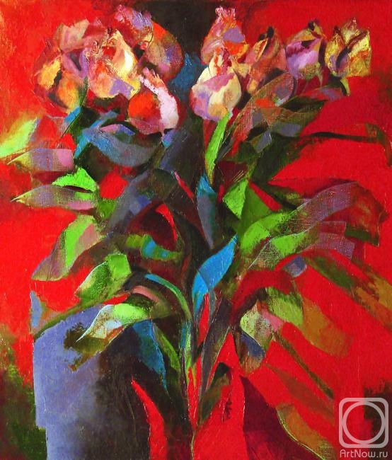 Ovsenyuk Aleksandr. Bouquet on red