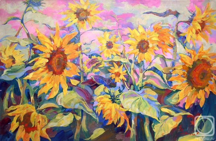 Mirgorod Igor. Sunflowers on the background of sunset
