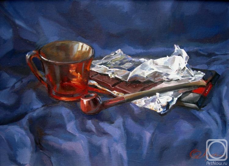 Luchkina Olga. Still Life with a pipe and chocolate