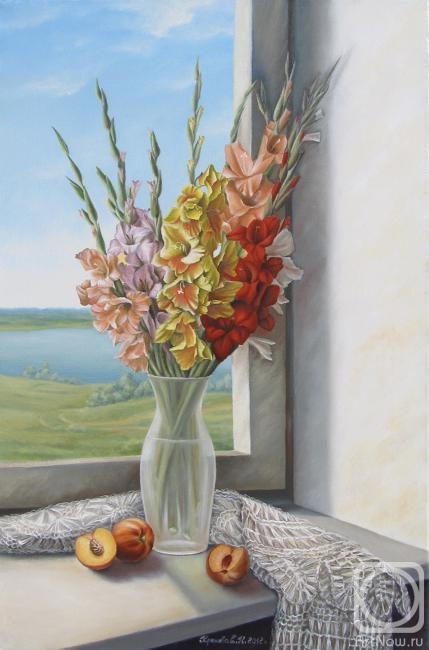 Kreneva Ekaterina. Still life with gladioluses