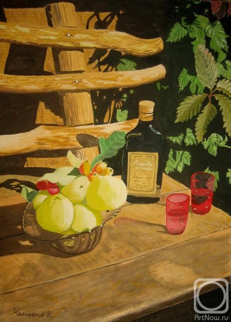 Chelikanov Valeri. iablochni pir na dachnoi skameike
