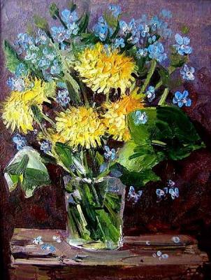 May flowers (dandelions, forget-me-nots). Gerasimov Vladimir
