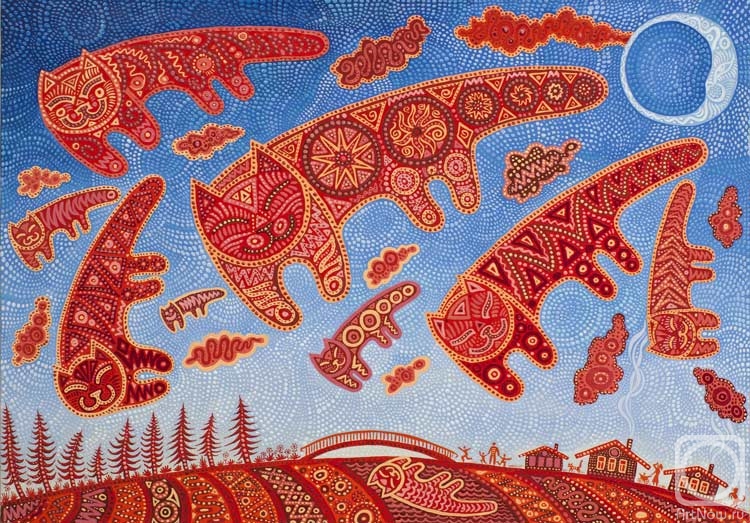 Krivosheev Roman. Red Cats on Blue Sky