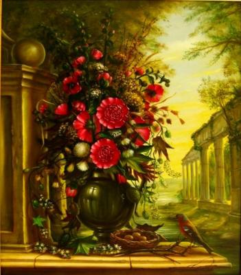 Still life with mallows and poultry. Krasavin-Belopolskiy Yury