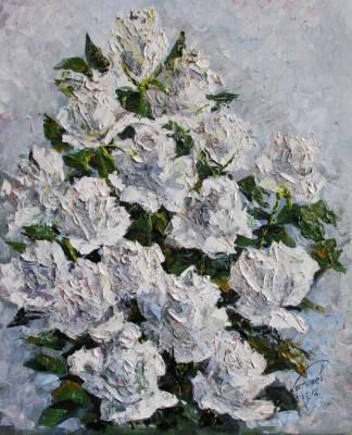 White roses on a white background. Konturiev Vaycheslav