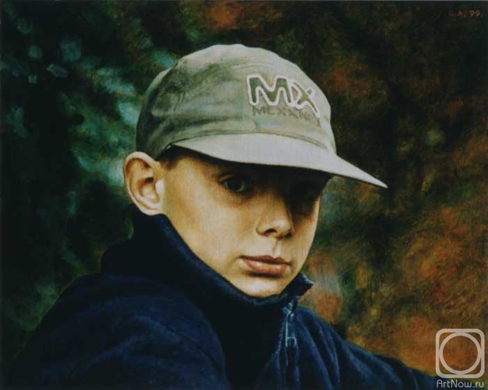 Gafarov Artur. Portrait of a boy in a baseball cap