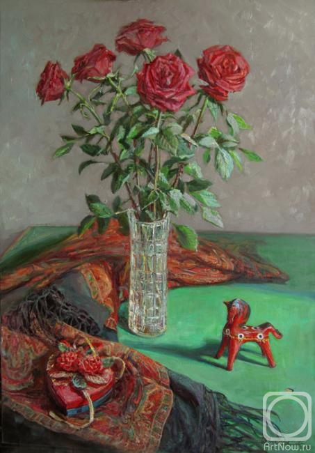 Loukianov Victor. Still-life with red roses