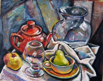 Still life with red teapot
