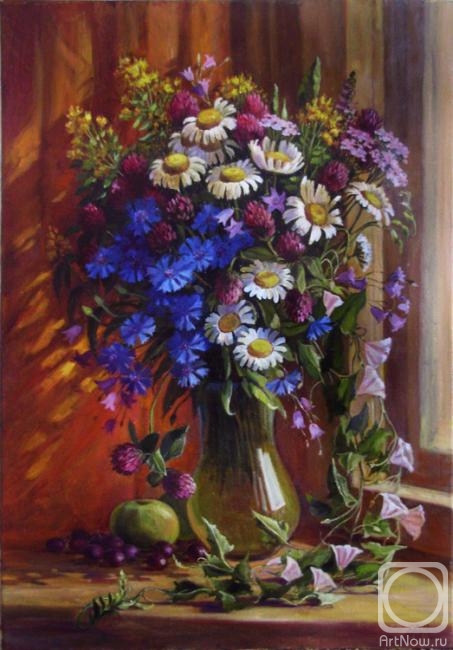 Shumakova Elena. Bouquet with cornflowers