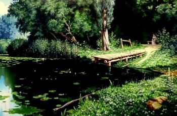Copy of Polenov "Overgrown pond"