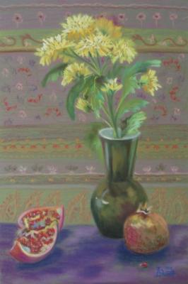 Still Life with Yellow Chrysanthemum and Pomegranates. Lukaneva Larissa
