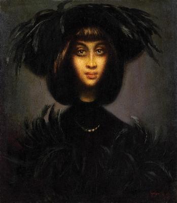 Lady in a hat with feathers. Siproshvili Givi