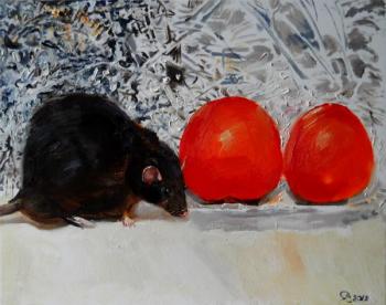 Rat and persimmons. Voronova Oksana