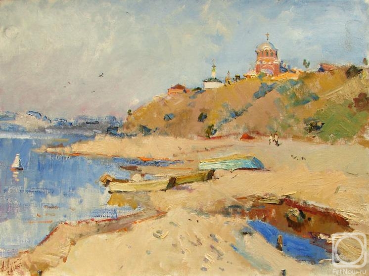 Lukash Anatoliy. Svijazhsk. Beach with boats. Morning