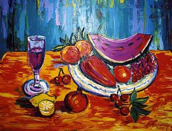 Glass of wine with watermelon. Dokuchaev Igor