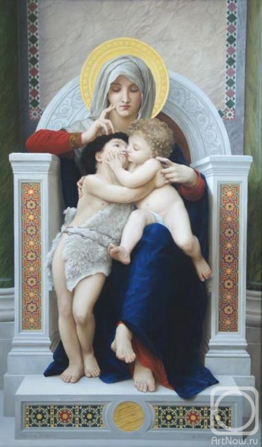 Sheglov Dmitriy. Scale replica of the oil painting of William-Adolphe Bouguereau 'La Vierge, L'Enfant Jesus et Saint Jean Baptiste'