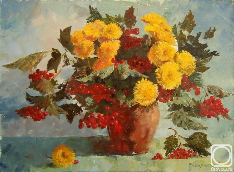 Zerrt Vadim. Chrysanthemums and guelder-rose