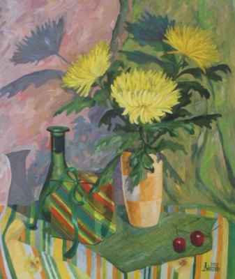 Still Life with Chrysanthemum and Fancy Box. Lukaneva Larissa