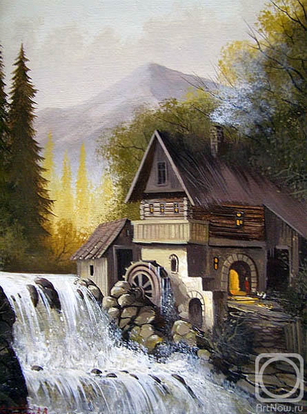 Gerasimov Vladimir. Romantic landscape (Mill in the mountains) 1