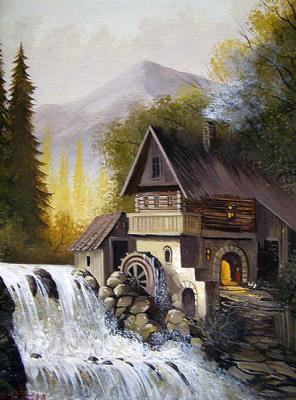Romantic landscape (Mill in the mountains) 1. Gerasimov Vladimir