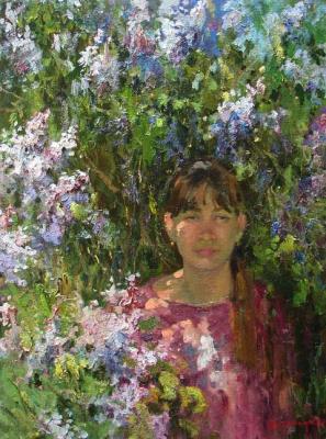Girl amongst lilac
