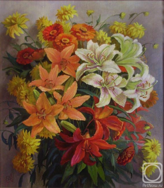 Shumakova Elena. Bouquet with lilies