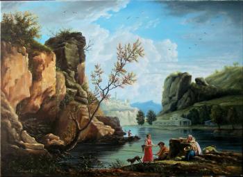River and fishermen. Sobolev Dmitry