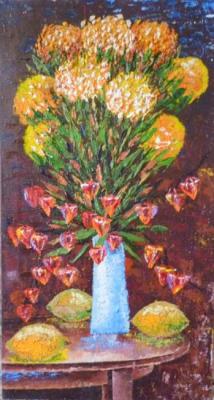 Chrysanthemums with lemons and lanterns. Naddachin Sergey