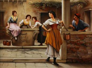 Copy of Eugene de Blaas "The Flirtation at the Well". Epifanov Pavel