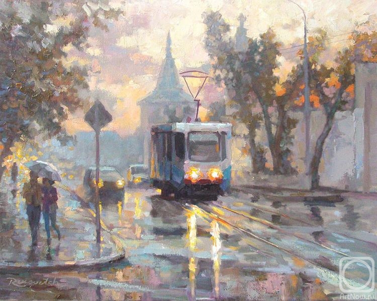 Volkov Sergey. Wet morning, Danilovsky Val St., tram