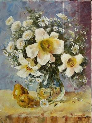 Lilies and pears on the table (White Flowers In The Field). Zemlianukhin Vadim