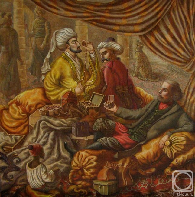 Dobrovetska Irina. "The Russian merchant of the Turkish nobles",illustration for Callendar, "Traditions of Russian trade"