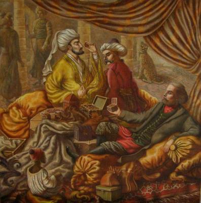 "The Russian merchant of the Turkish nobles",illustration for Callendar, "Traditions of Russian trade". Dobrovetska Irina