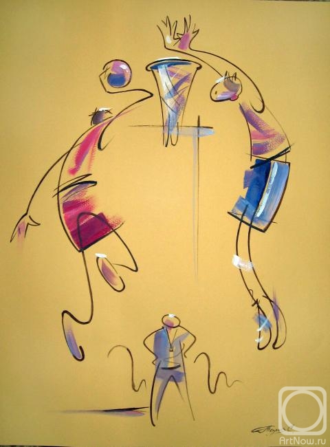 Баскетбол» картина Теплова Сергея (бумага, акрил) — купить на ArtNow.ru