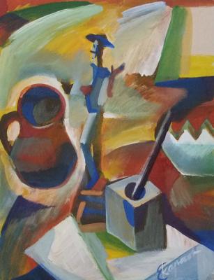 Still life with Don Quixote figurine