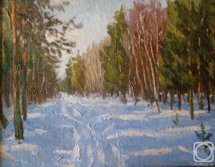 Popov Sergey. Road in the winter forest