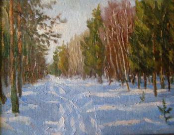 Road in the winter forest. Popov Sergey