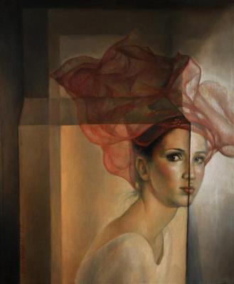 Painting Girl in a red hat. Podgaevskaya Marina