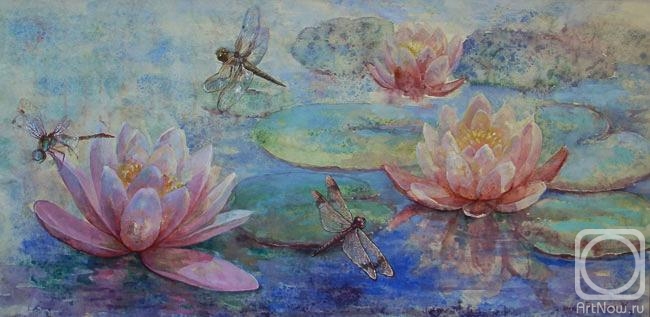 Podgaevskaya Marina. Dragonflies and water lilies