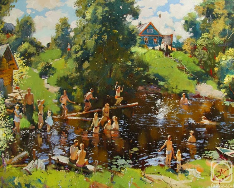 Lukash Anatoliy. Bathing in the river Onega