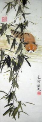 Red panda by the water. Mishukov Nikolay