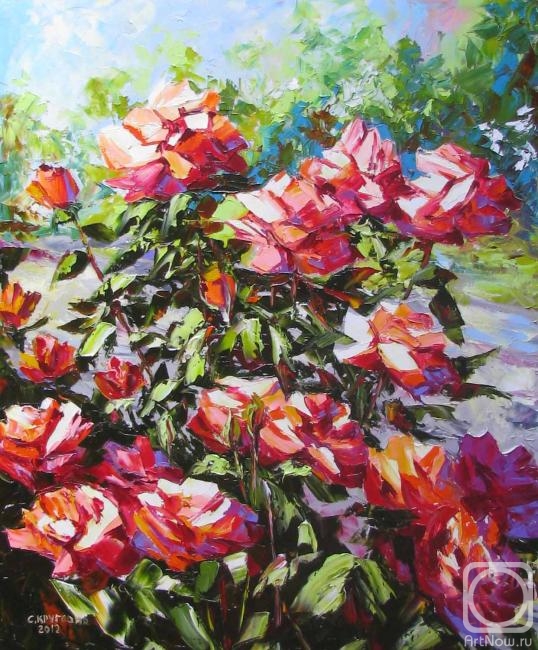 Kruglova Svetlana. Red roses in the garden