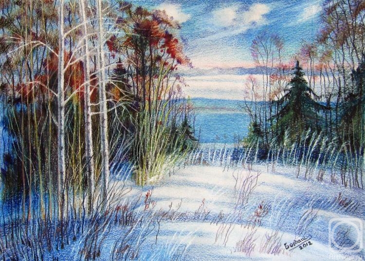 Картины цветными карандашами пейзаж