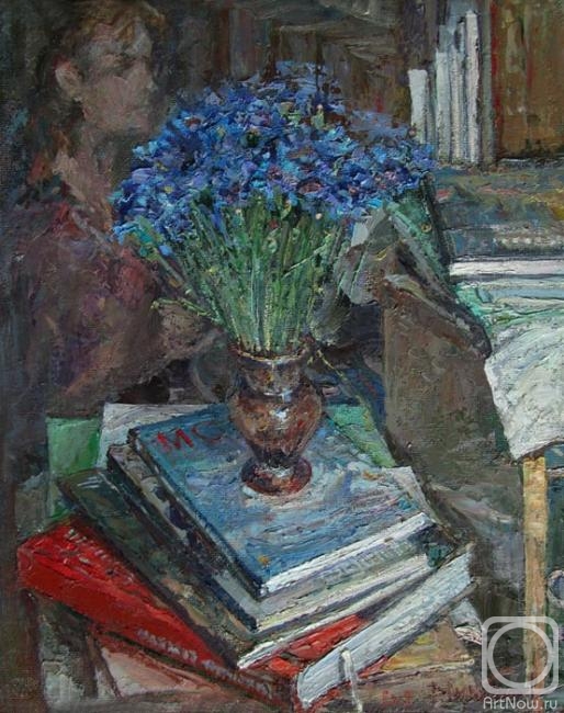 Loukianov Victor. Still life with blue cornflower