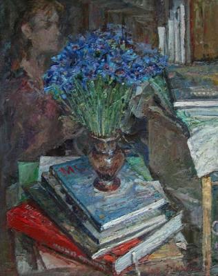 Loukianov Victor Evgenievich. Still life with blue cornflower