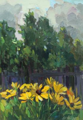 Картина «Ромашки у забора»