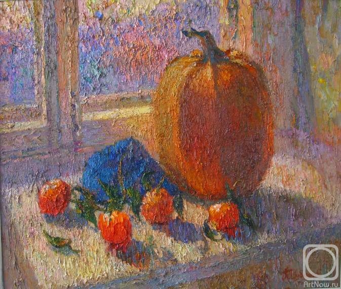 Shubnikov Pavel. A still-life with a pumpkin and tangerines