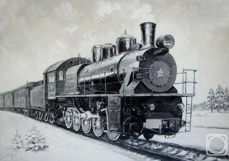 Radchinskiy Michail. Painting an old steam locomotive