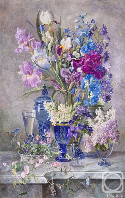 Lesokhina Lubov. Still life with flowers and butterflies